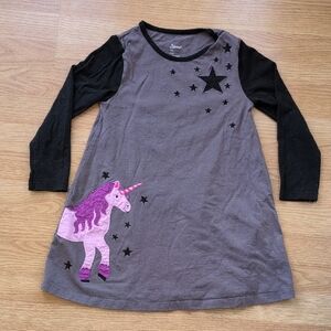 Unicorn Star Kids Casual Dress - Black and Gray